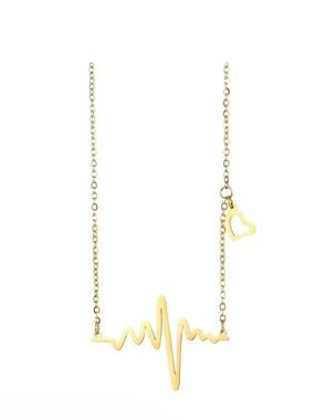 Gold Heartbeat Pendant Necklace